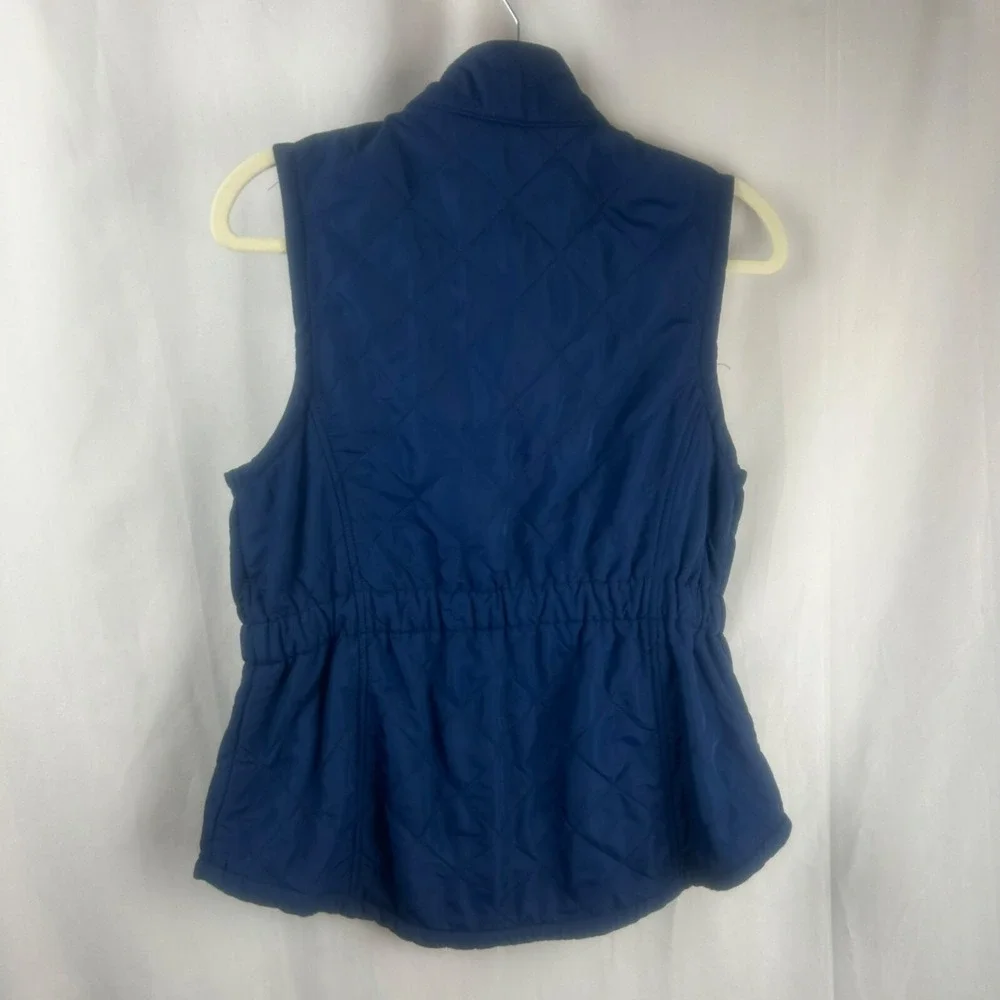 Bit & Bridle Quilted Vest Women Small Navy Blue Full Zipper Pockets Horse Riding